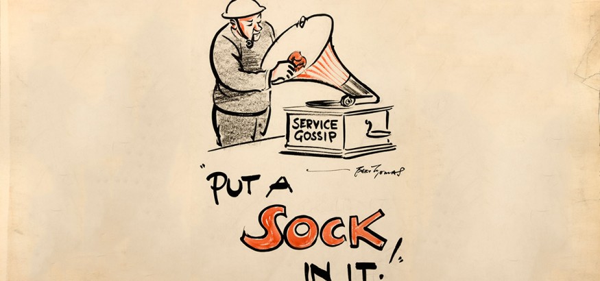Propaganda poster featuring a sock saying